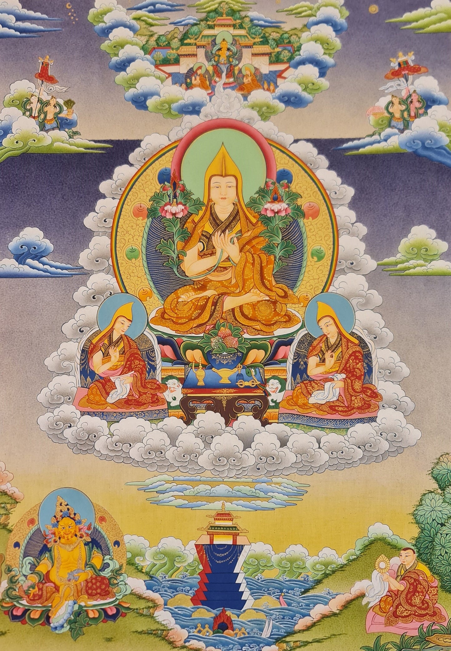 125. Lama Tsongkhapa Thangka (Thanka).  Free Brocade / Free Shipping.