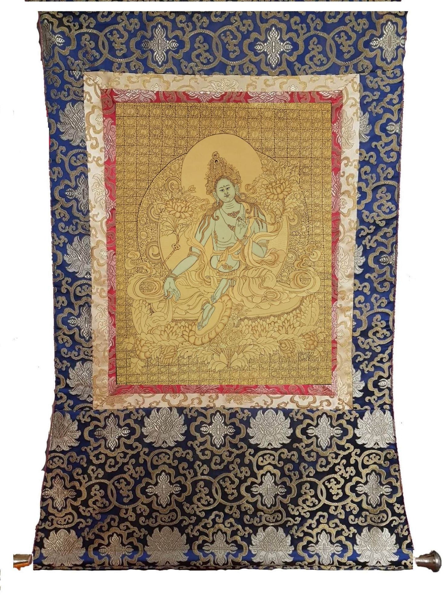 333. Green Tara Thangka (Thanka). Free Brocade / Free Shipping.