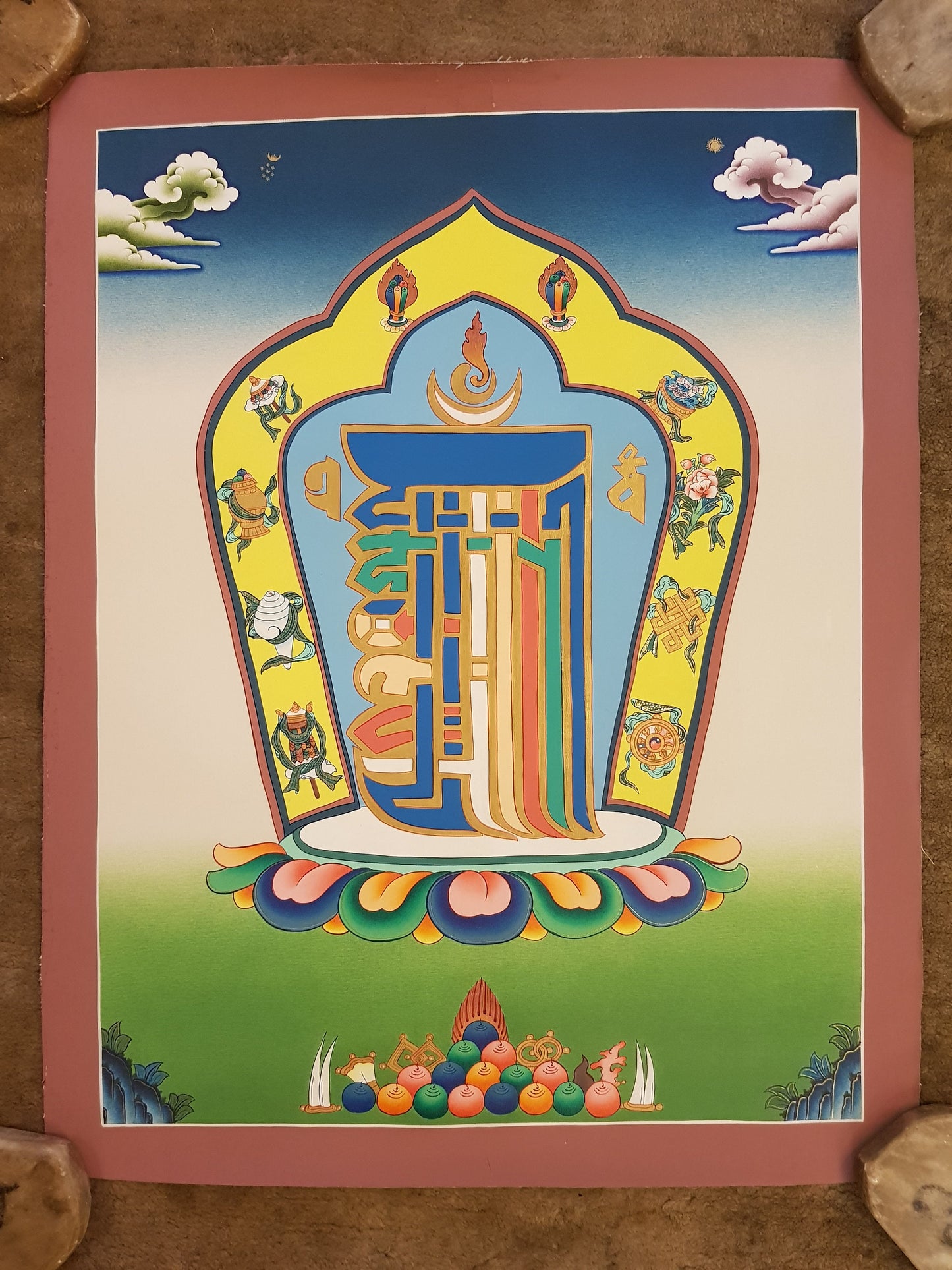 72. Kalachakra Alphabet Thangka (Thanka). Free Brocade / Free Shipping.
