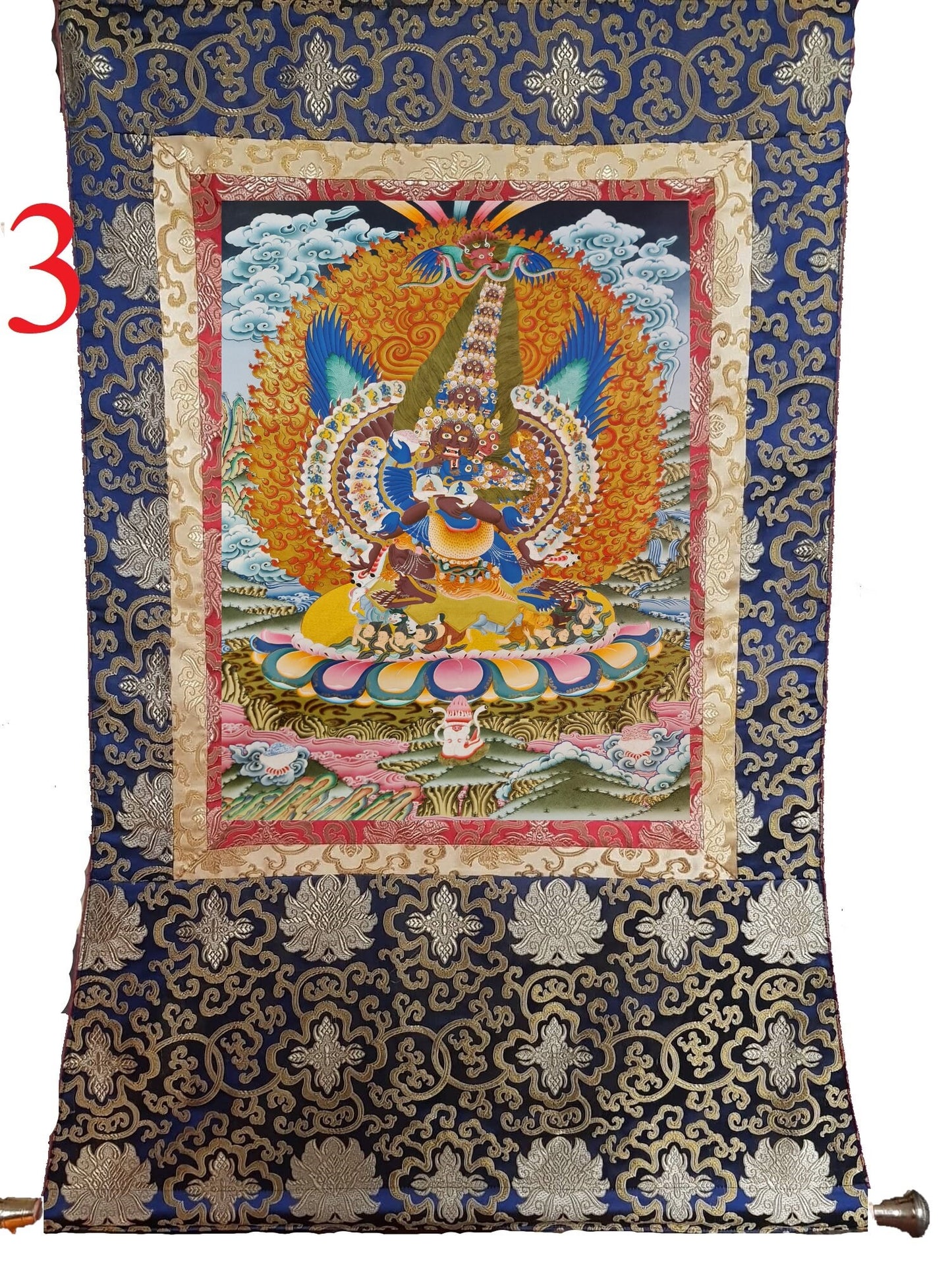287. Kagye Chemchok Heruka Thanka (Thangka). Free Brocade / Free Shipping.