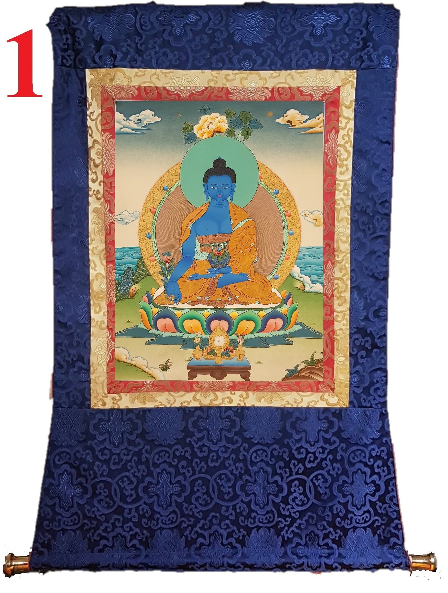 87. Medicine Buddha Thanka (Thangka). Free Brocade / Free Shipping.