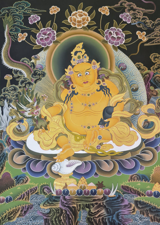 191. Jambhala or Zambhala Thangka (Thanka). Free Brocade / Free Shipping.