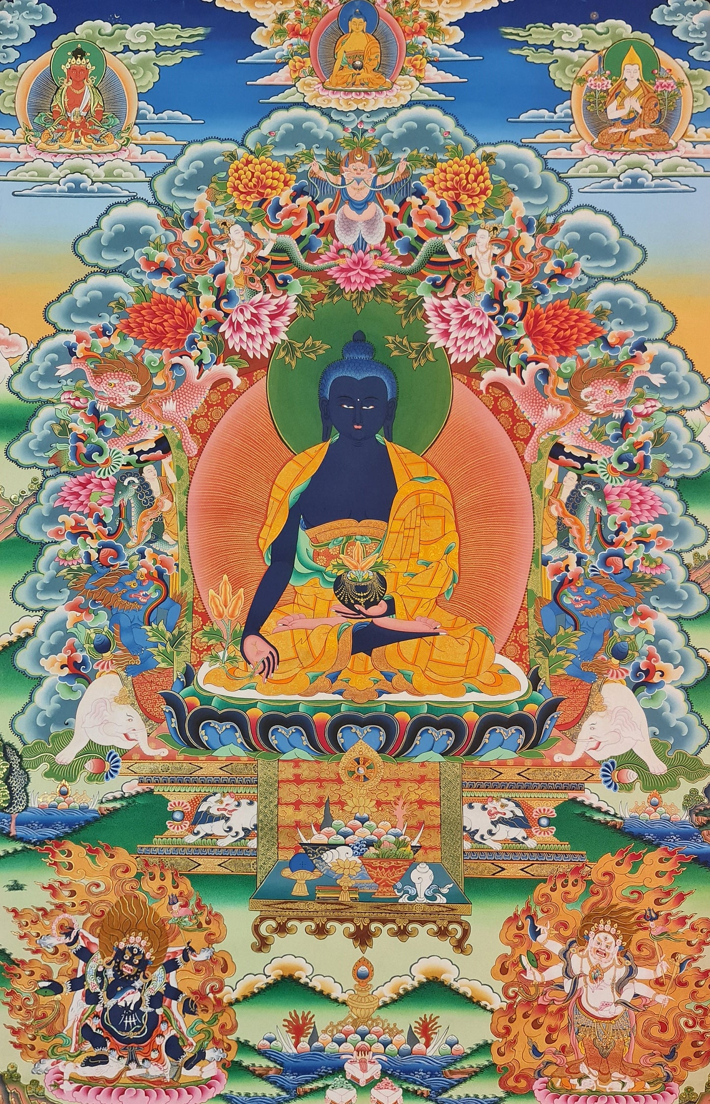 189. Medicine Buddha Thanka (Thangka). Free Brocade / Free Shipping.