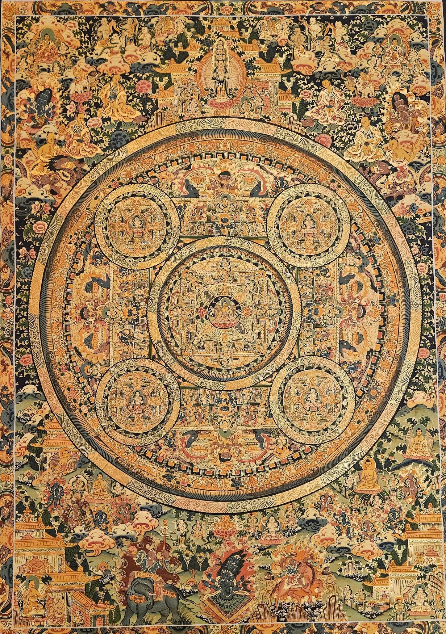 380. Large Buddha Mandala Thangka (Thanka). Free Brocade / Free Shipping.