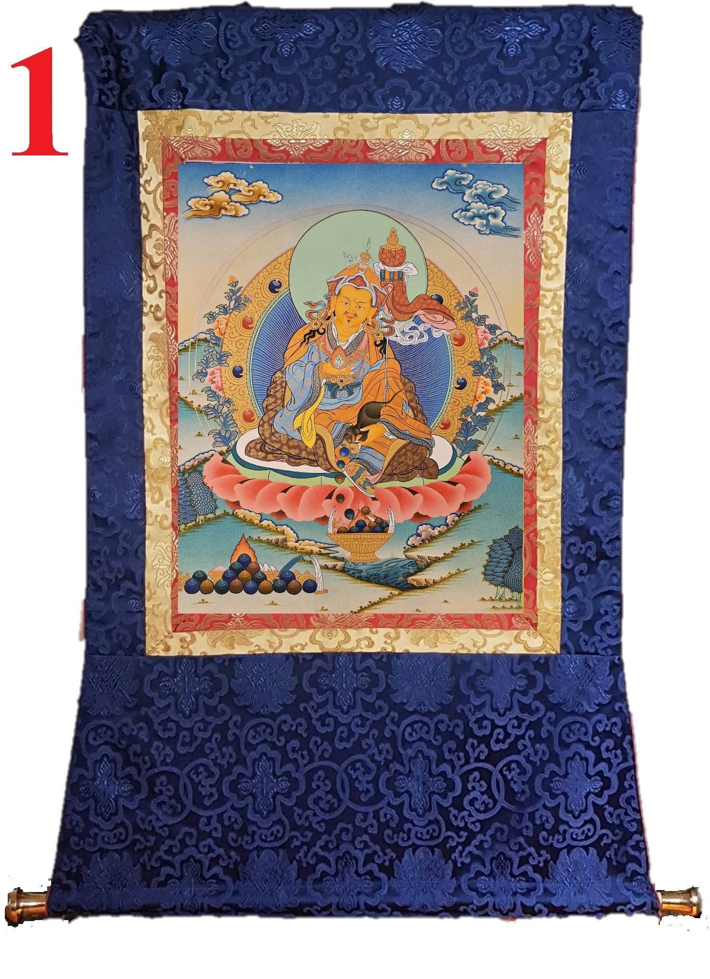 174. Khandro Norlha (Guru Jambhala) Thangka (Thanka). Free Brocade / Free Shipping.