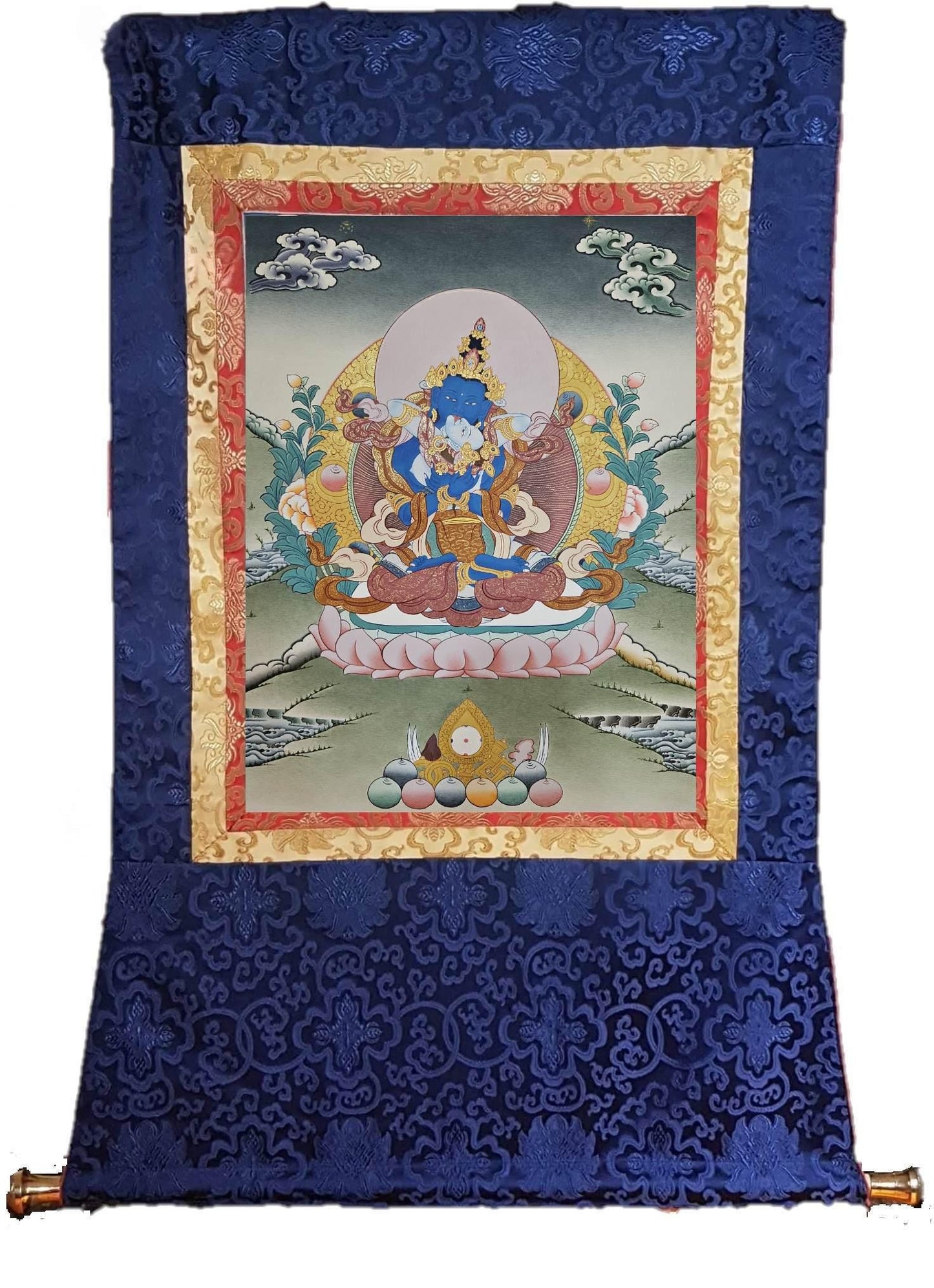 357. Dorje Chang Vajradhara Consort Thangka (Thanka). Free Brocade / Free Shipping.