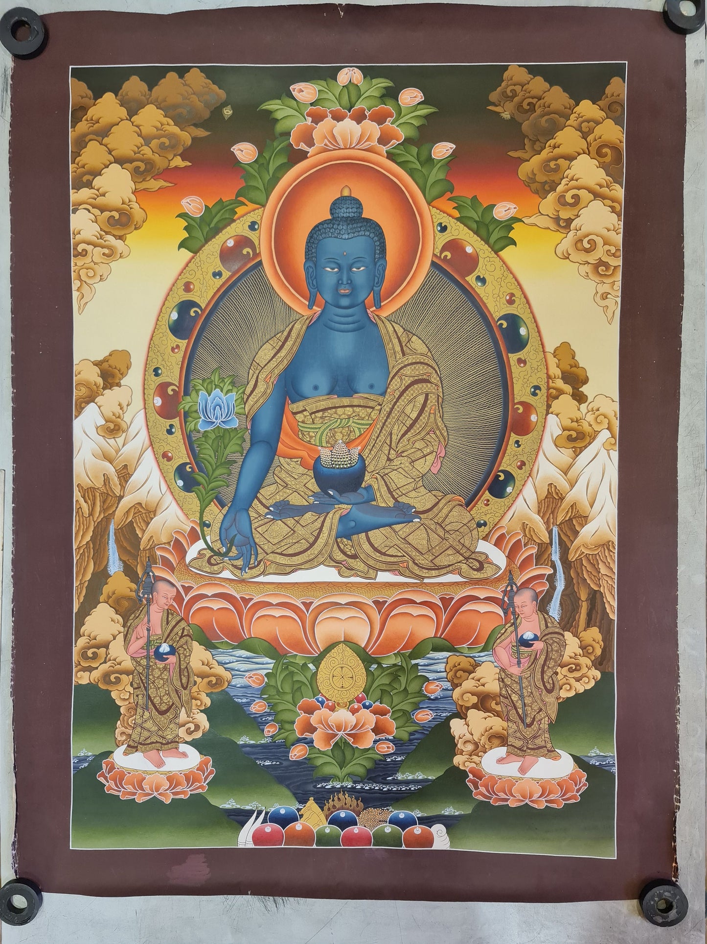 182. Medicine Buddha Thanka (Thangka). Free Brocade / Free Shipping.