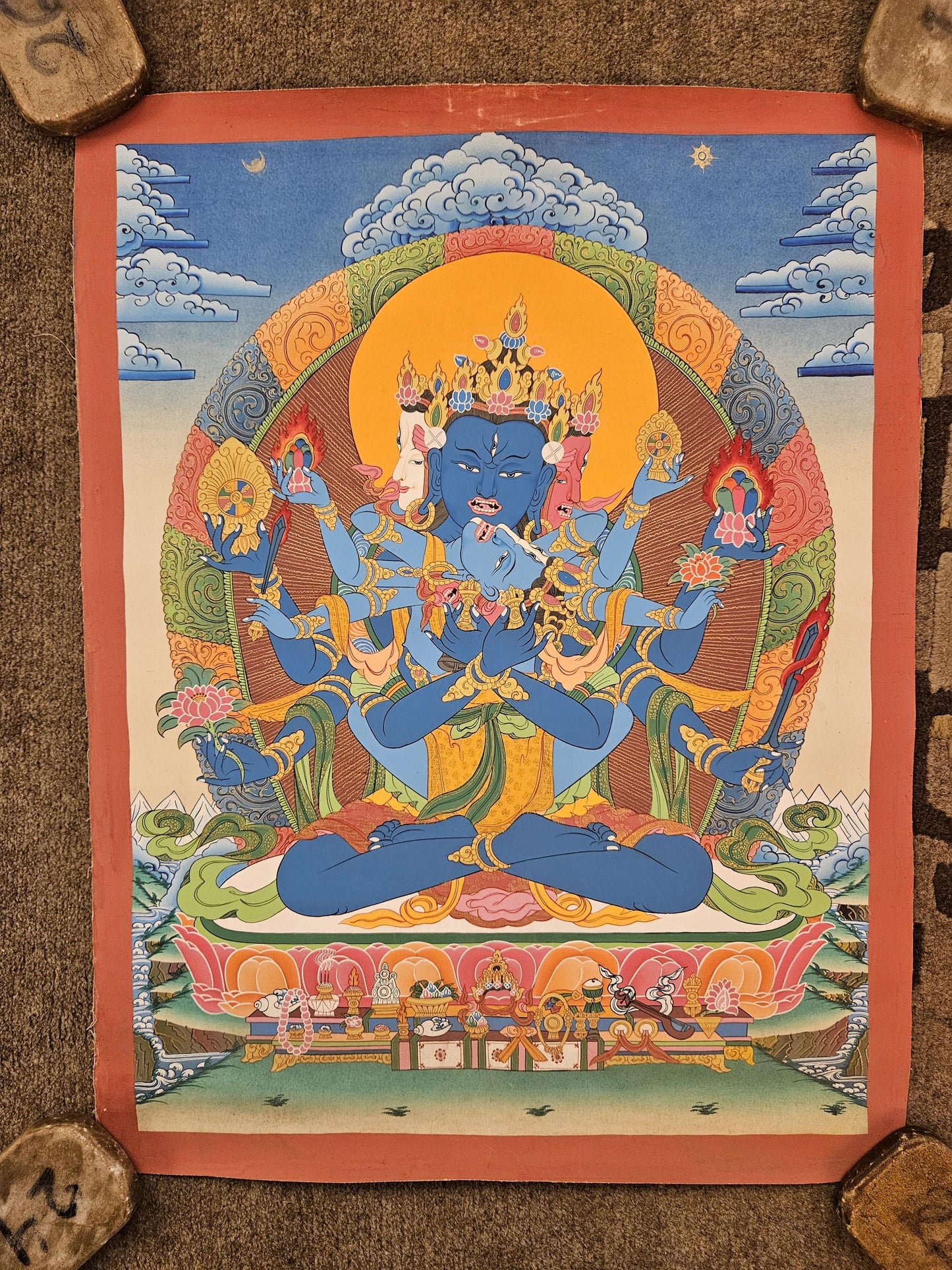 59. Akshobhyavajra Guhyasamaja Thangka (Thanka). Free Brocade / Free Shipping.
