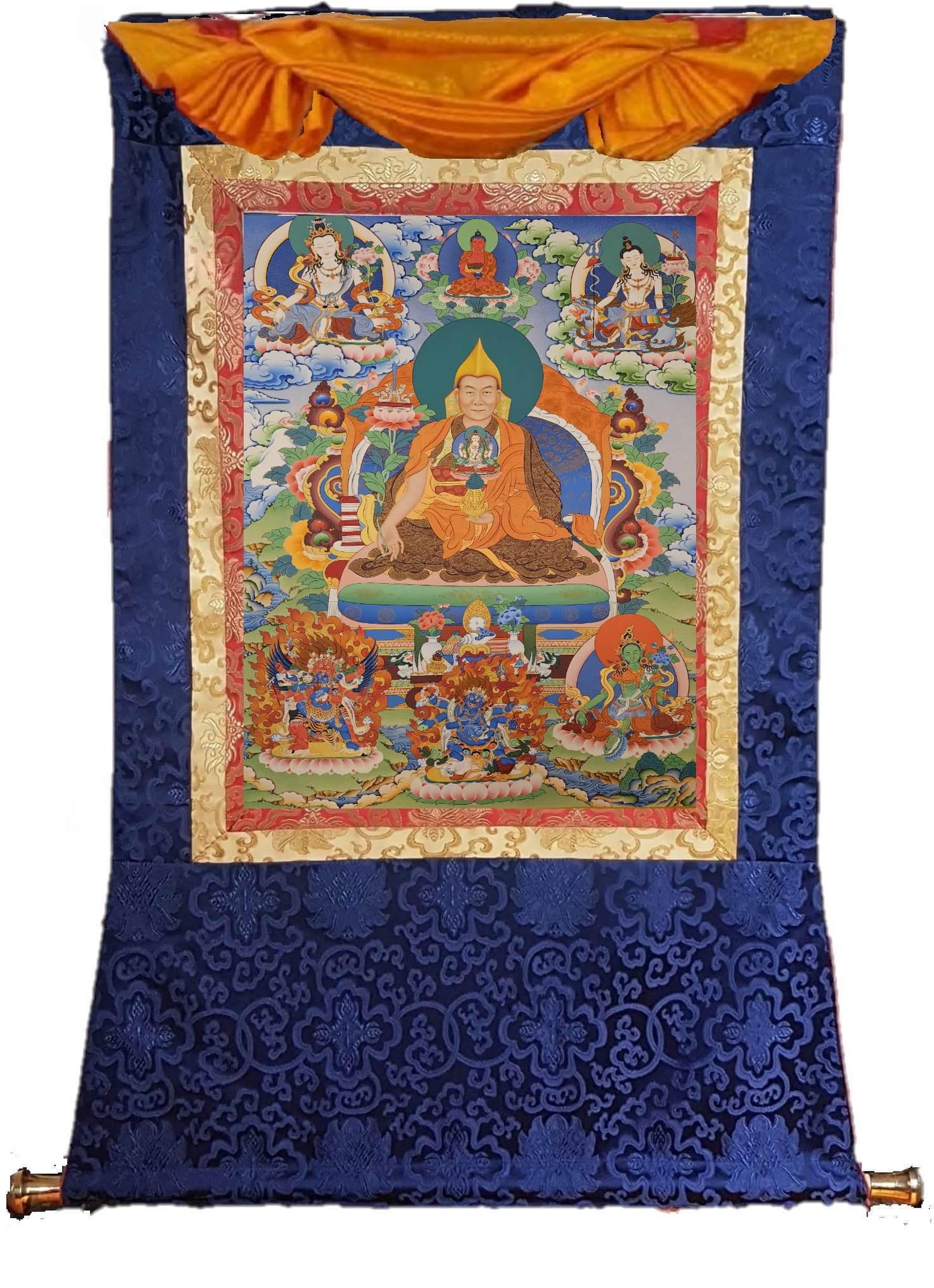 14th Dalai Lama Jetsun Jamphel Ngawang Lobsang Yeshe Tenzin Gyatso Gyalwa Rinpoche. Free Brocade / Free Shipping.