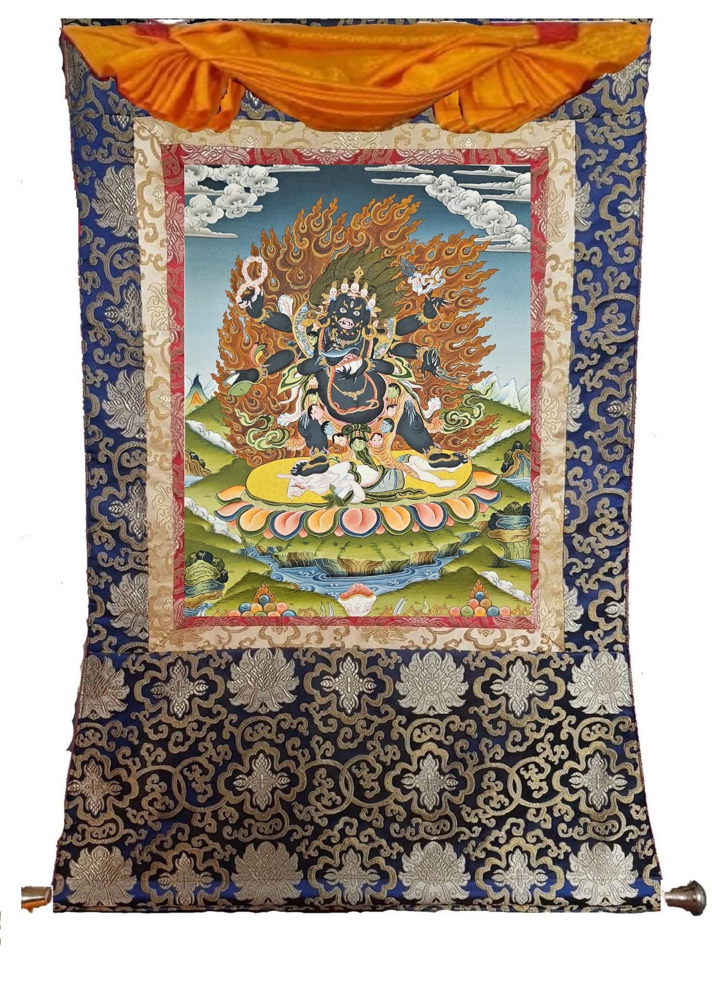 402. 6 Six Arm Mahakala Thanka (Thangka). Free Brocade / Free Shipping.