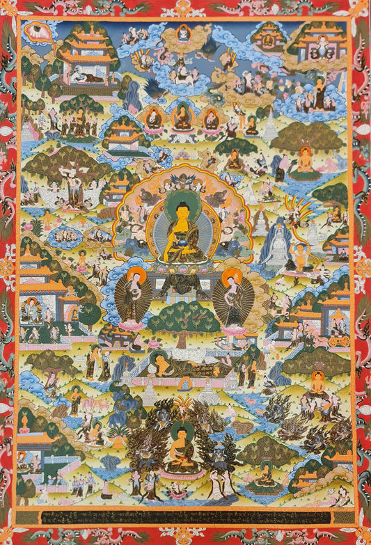258. Buddha Life Story (Thanka) Thangka. Free Brocade / Free Shipping.