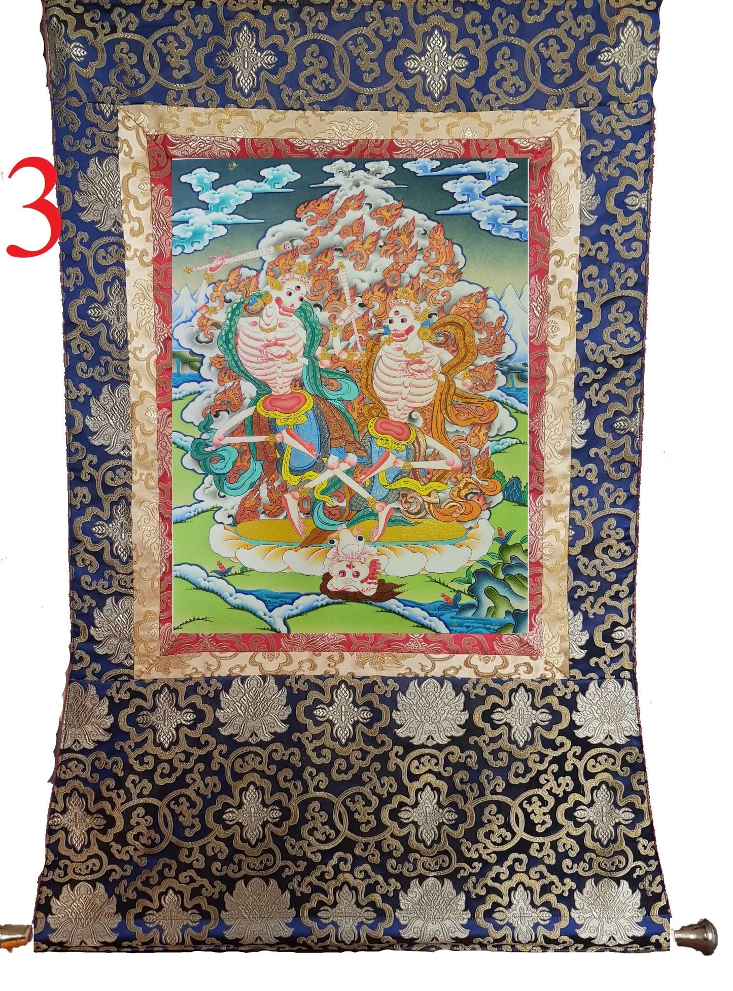 43. Shmashana Adhipati (Chitipati) Thangka (Thanka). Free Brocade / Free Shipping.