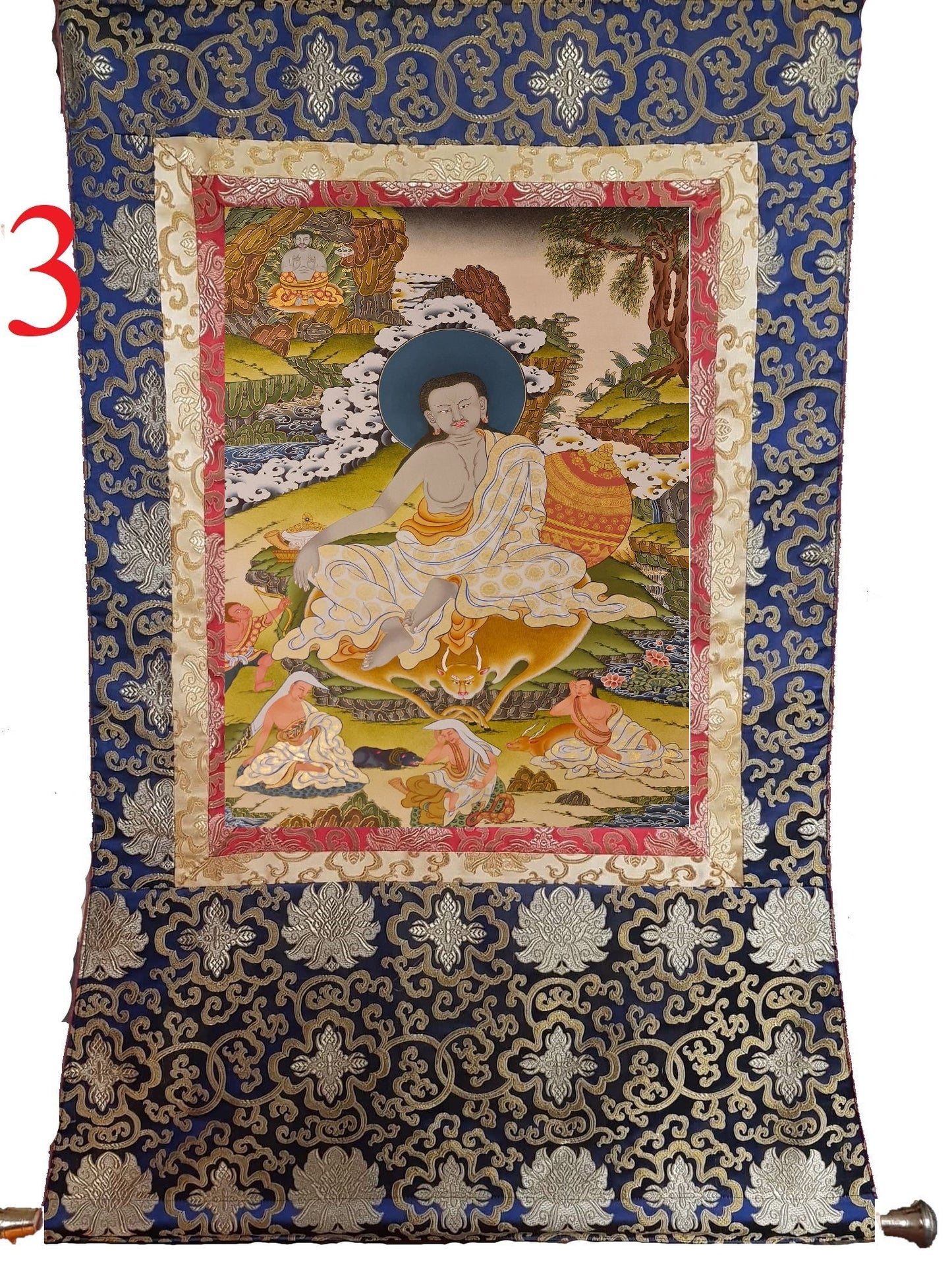 197. Milarepa Thangka (Thanka). Free Brocade / Free Shipping.