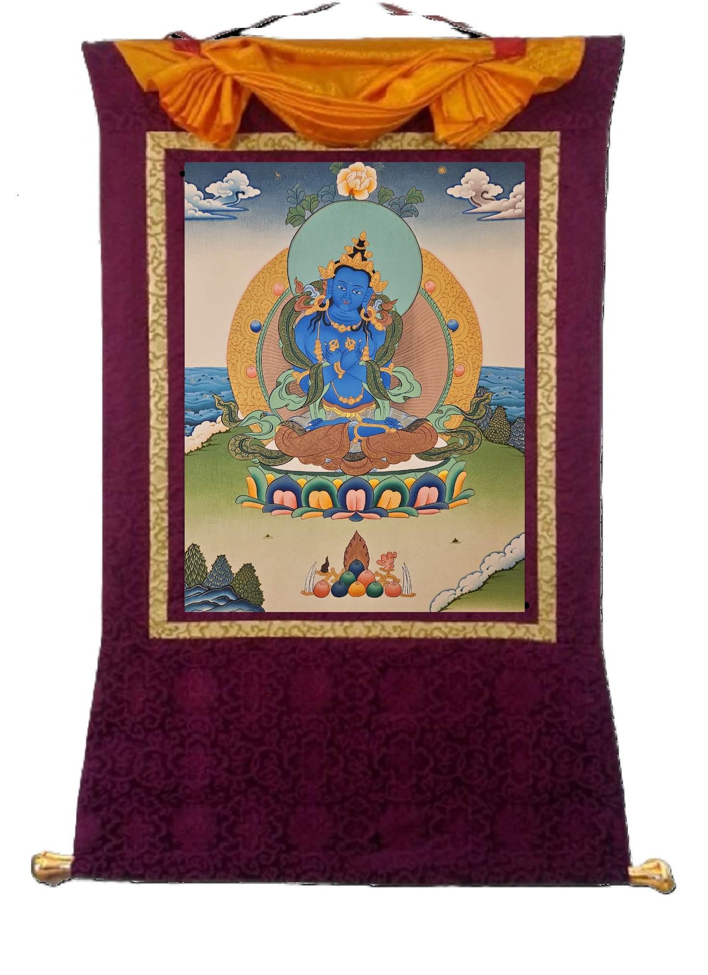 128. Dorje Chang Vajradhara Thangka (Thanka).  Free Brocade / Free Shipping.