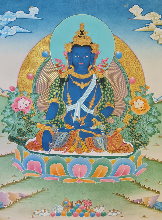 172. Akshobhya (Medukpa) Buddha Thangka (Thanka). Free Brocade / Free Shipping.