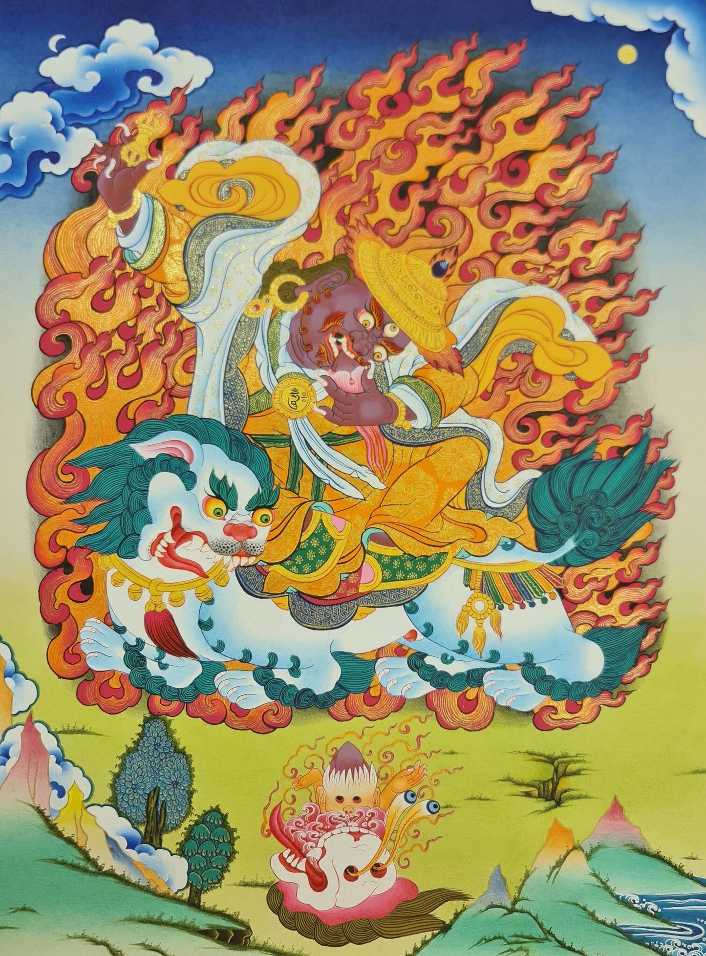 297. Damchan Dorje Legpa Thangka (Thanka). Free Brocade / Free Shipping.
