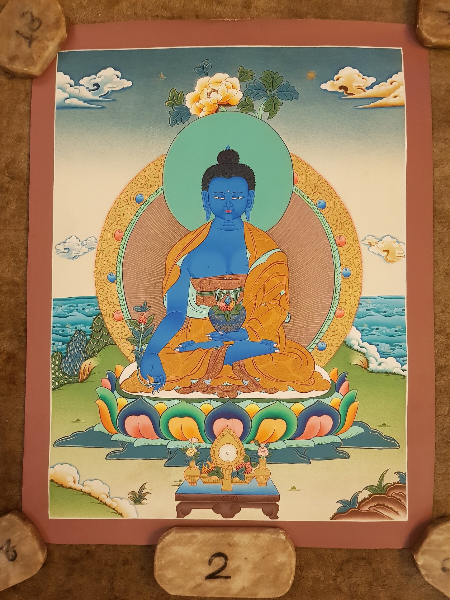 87. Medicine Buddha Thanka (Thangka). Free Brocade / Free Shipping.