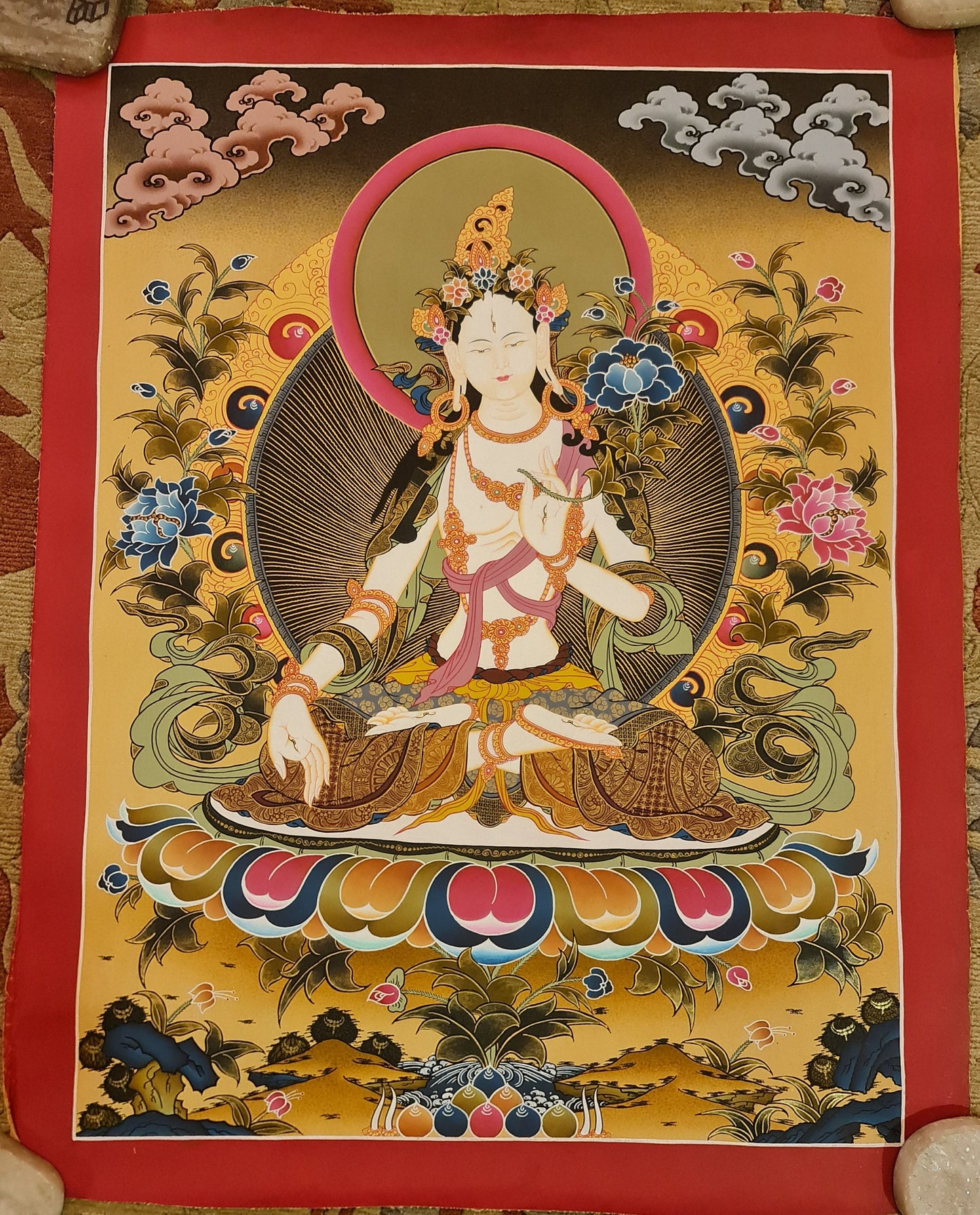 148. White Tara Thangka (Thanka). Free Brocade / Free Shipping.