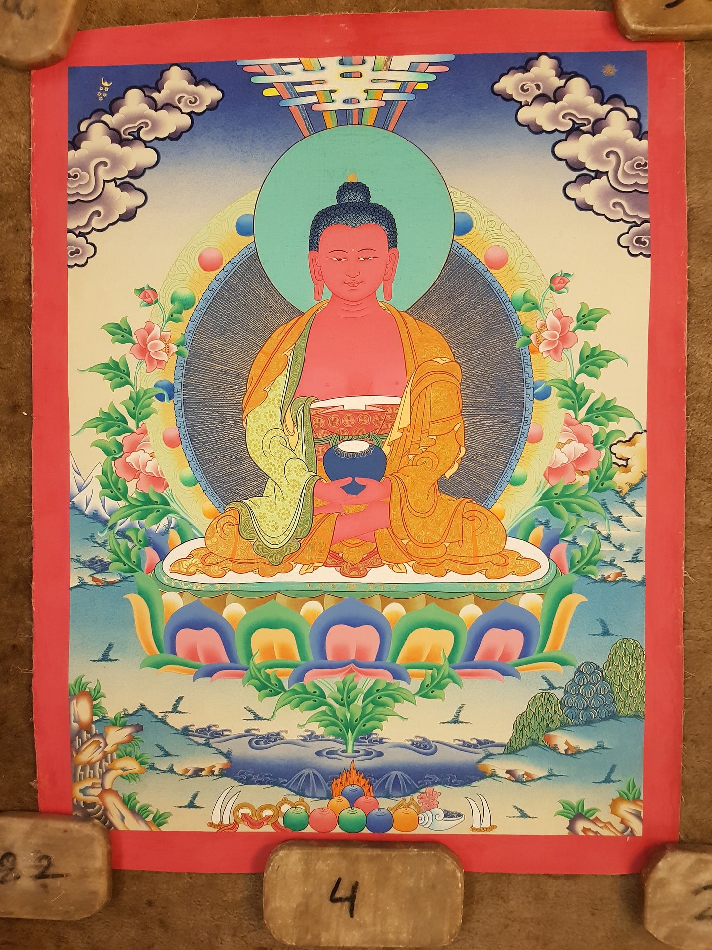 28. Amitabha Buddha Thangka (Thanka). Free Brocade / Free Shipping.