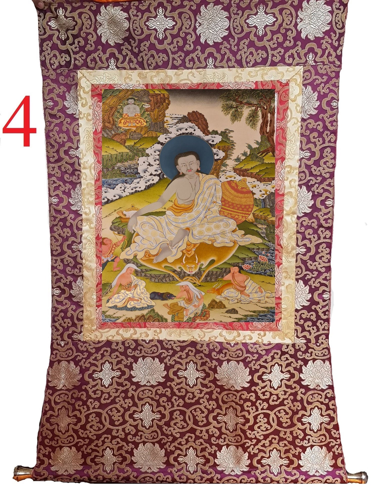 197. Milarepa Thangka (Thanka). Free Brocade / Free Shipping.