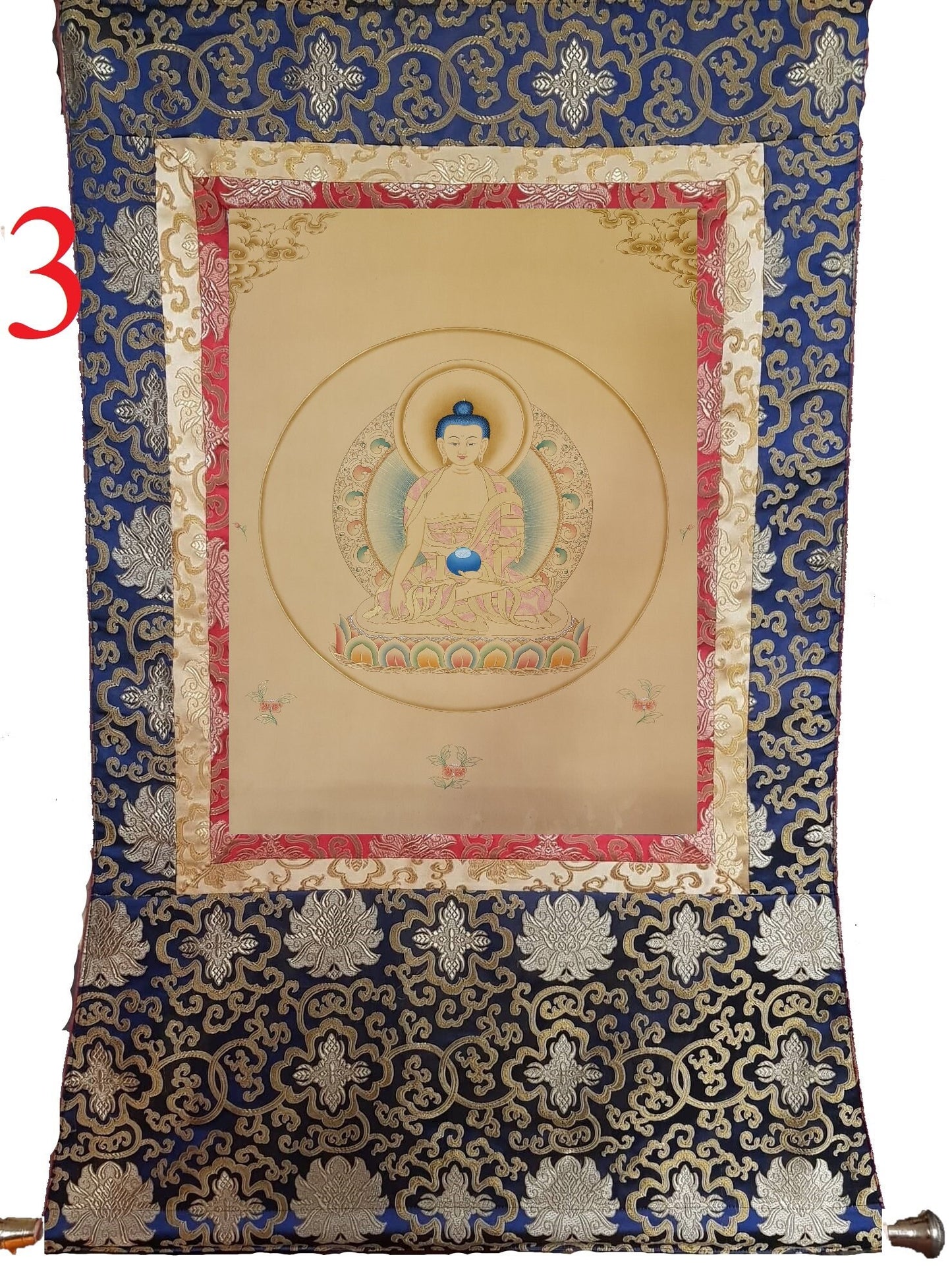 195. Shakyamuni Buddha Thangka (Thanka). Free Brocade / Free Shipping.