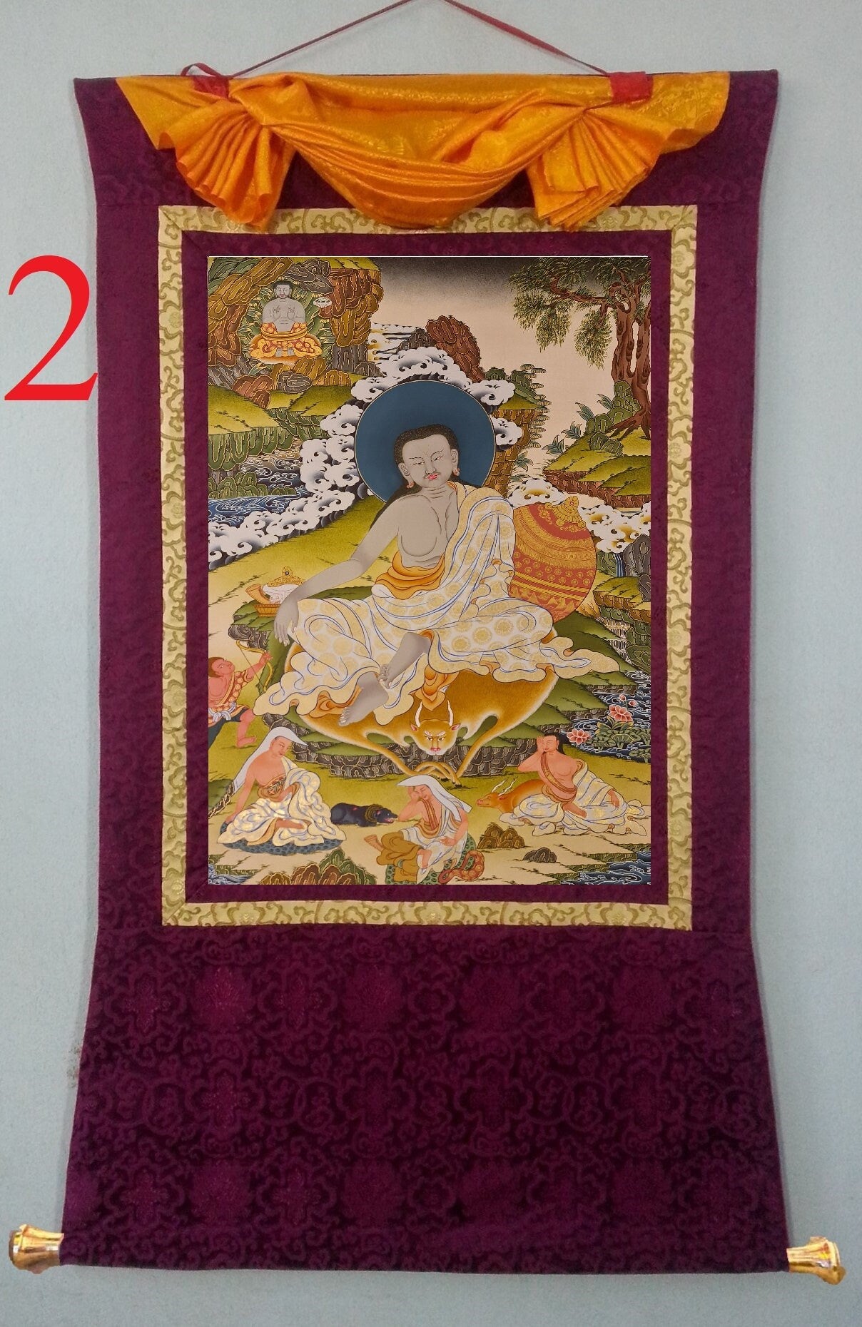 197. Milarepa Thangka (Thanka). Free Brocade / Free Shipping.