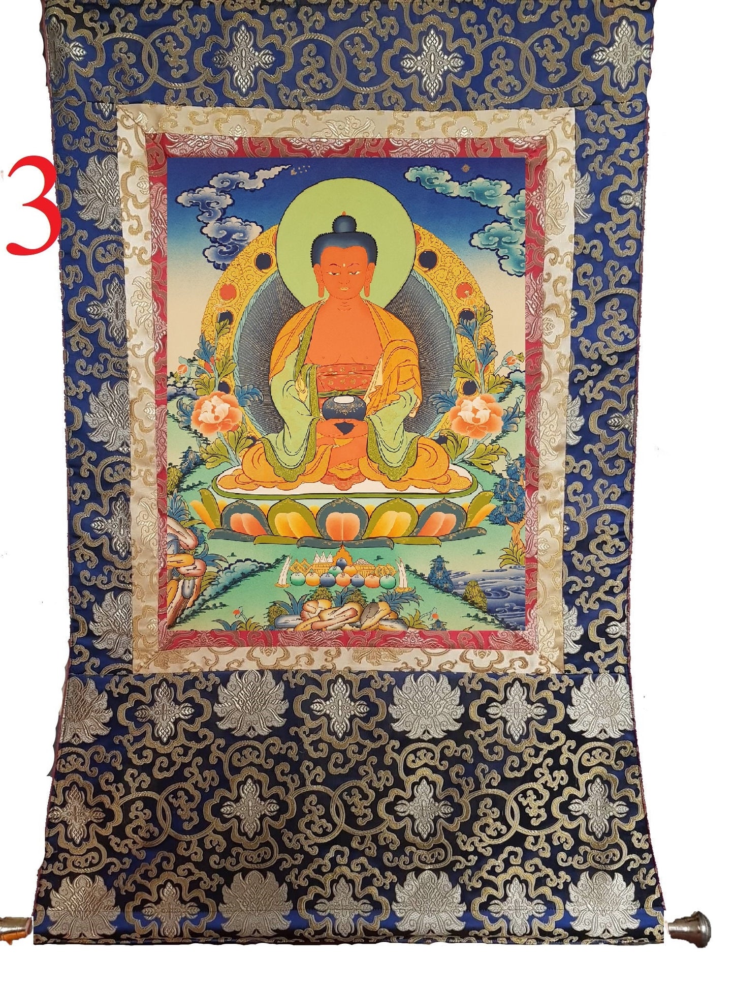 25. Amitabha Buddha Thangka (Thanka). Free Brocade / Free Shipping.
