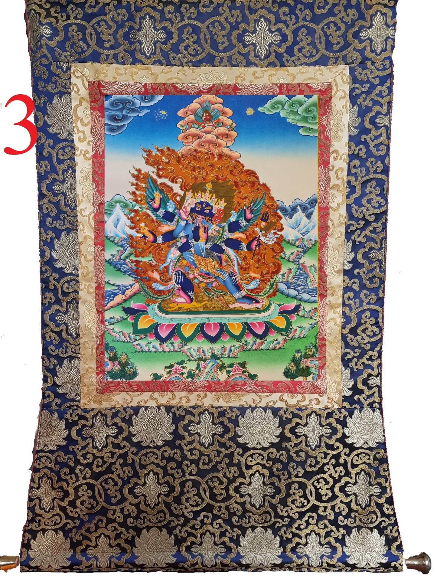 180. Vajra Kilaya (Dorje Phurba) Thanka (Thangka). Free Brocade / Free Shipping.