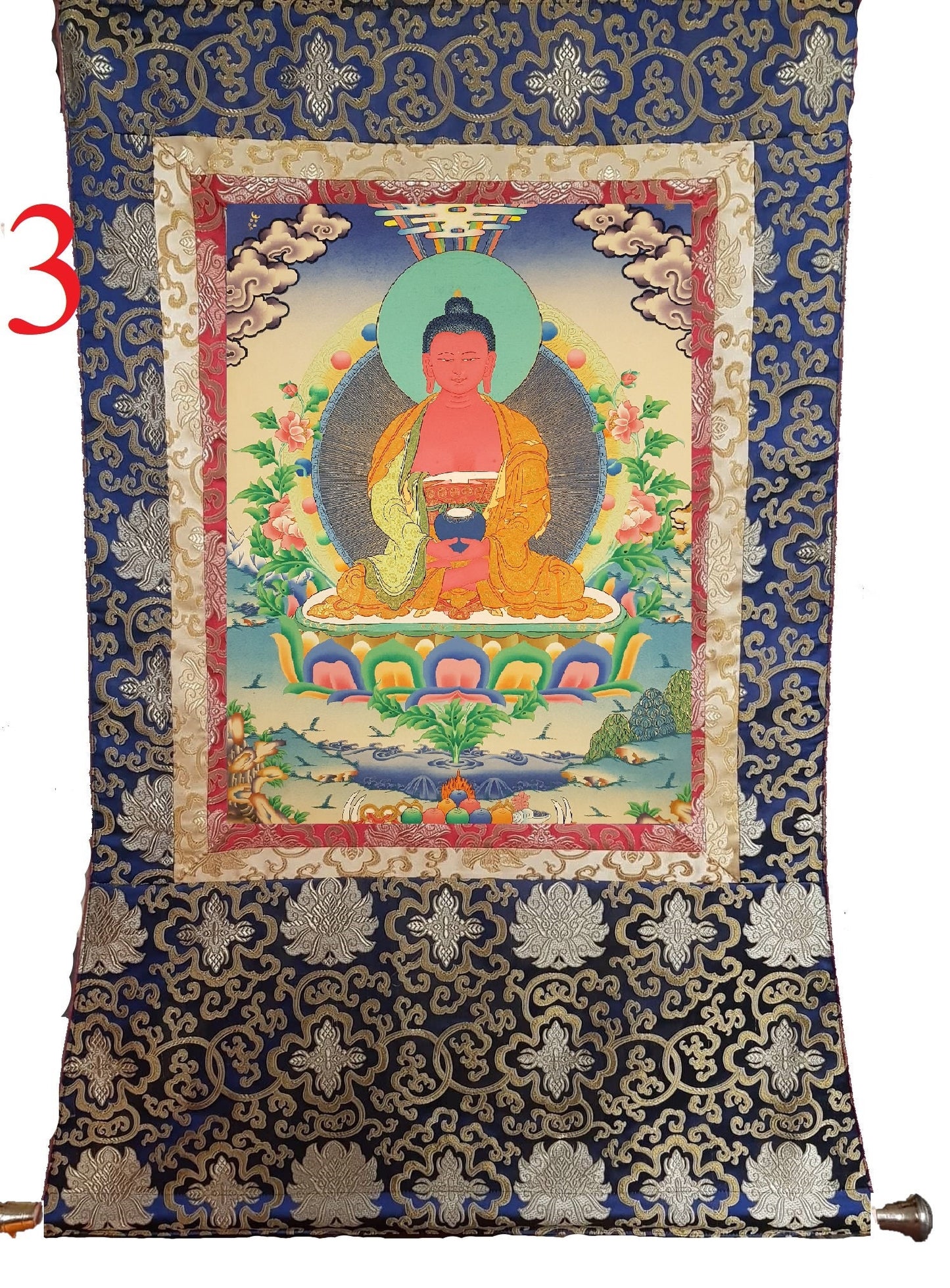 28. Amitabha Buddha Thangka (Thanka). Free Brocade / Free Shipping.
