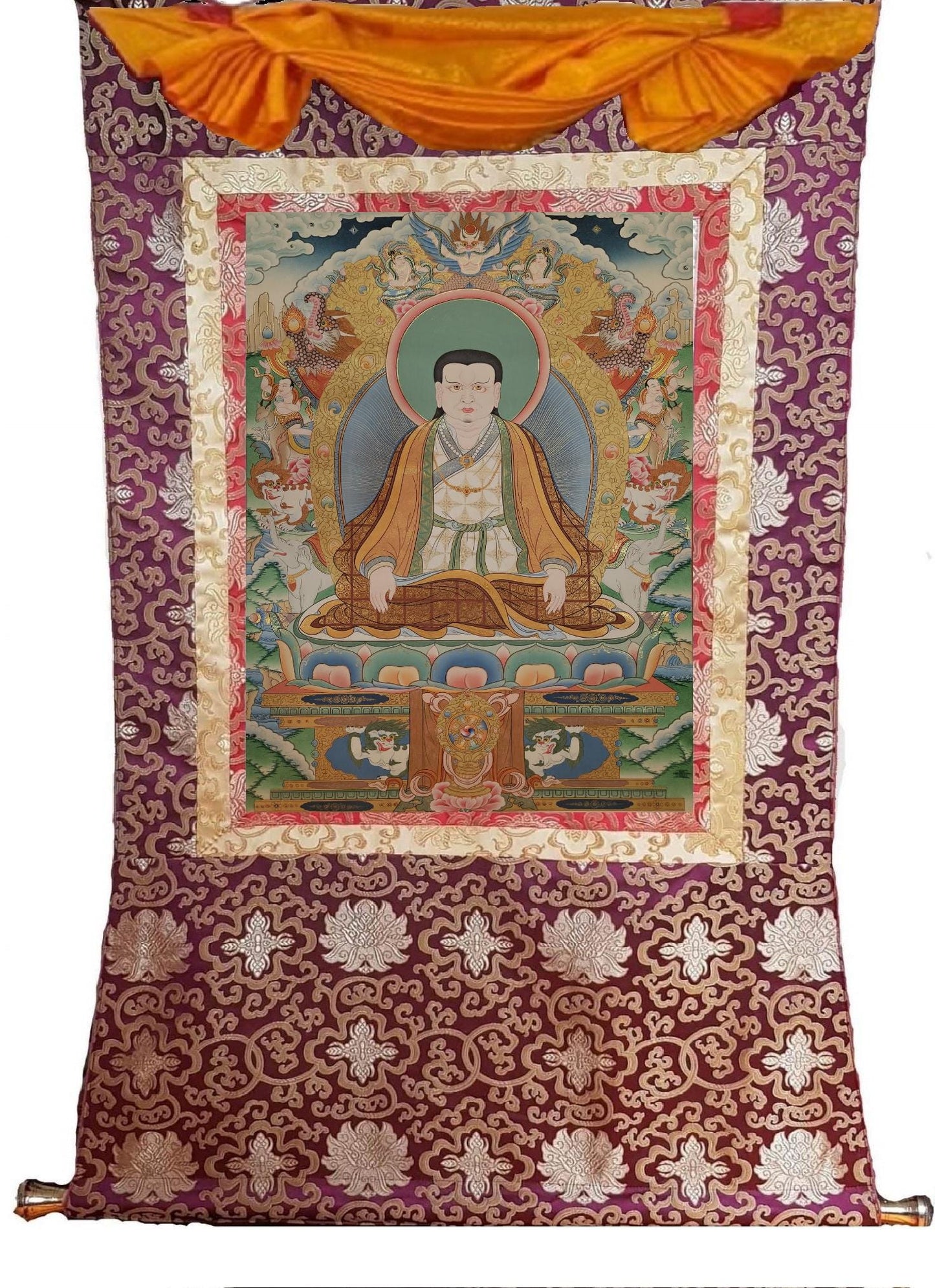 386. High Quality Marpa Lotsawa Thangka (Thanka).  Free Brocade / Free Shipping.
