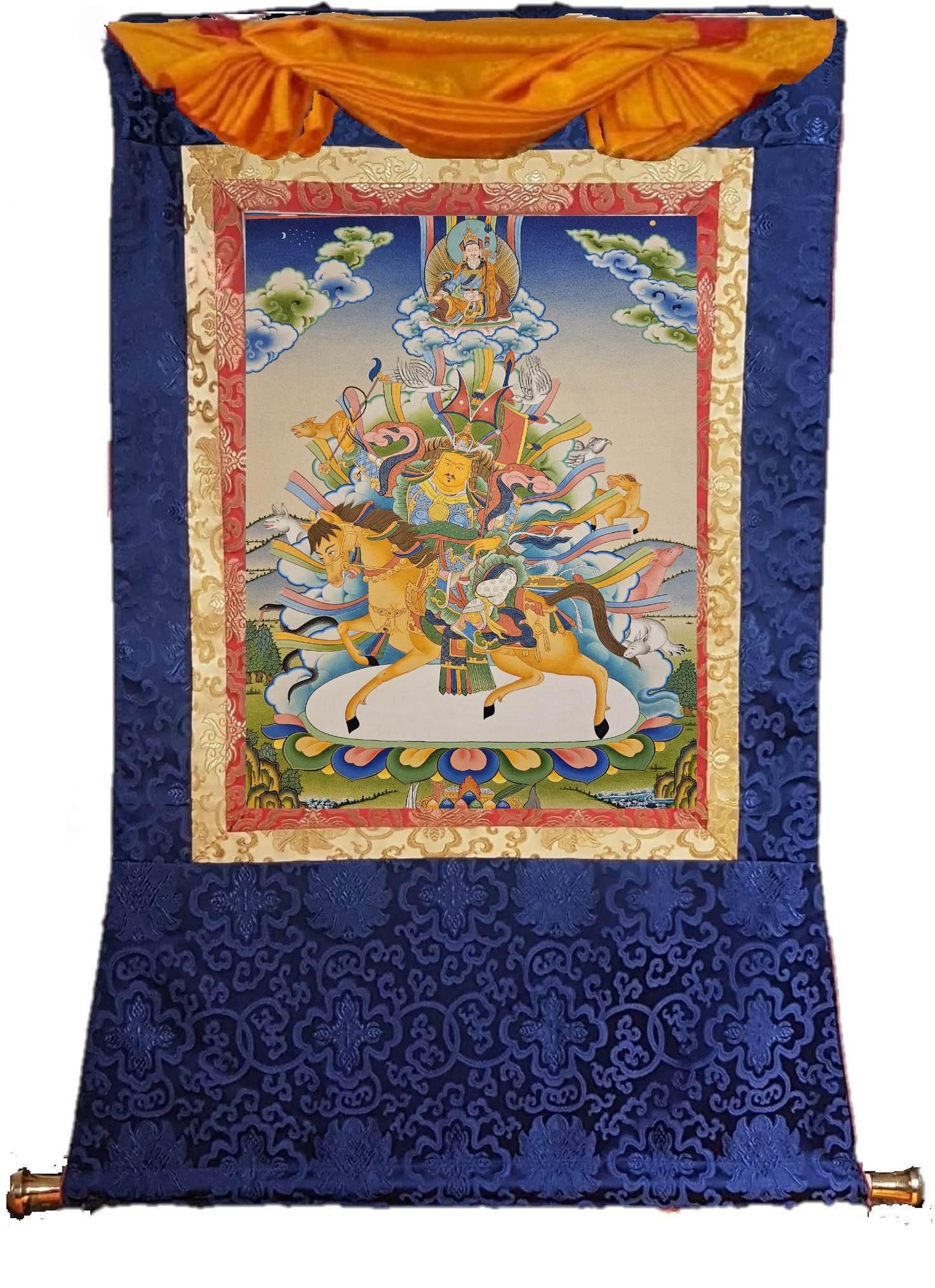 322. King Gesar Thangka (Thanka). Free Brocade / Free Shipping.
