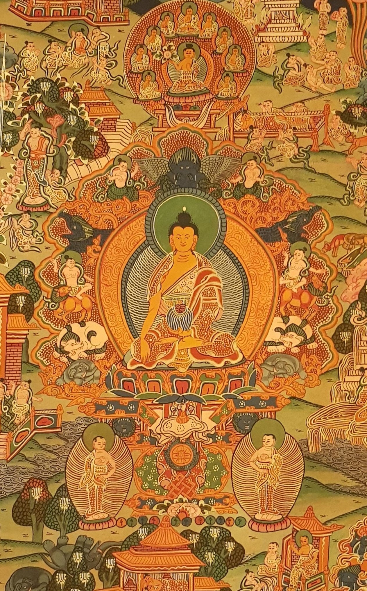 14. Buddha Life Story (Thanka) Thangka. Free Brocade / Free Shipping.