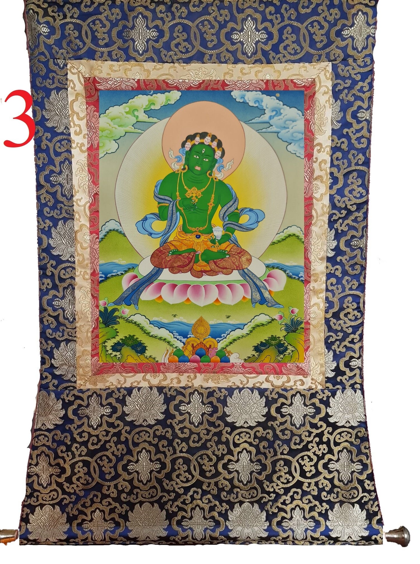295. Vajra Vidharana Dorje Namjom Thangka (Thanka).  Free Brocade / Free Shipping.