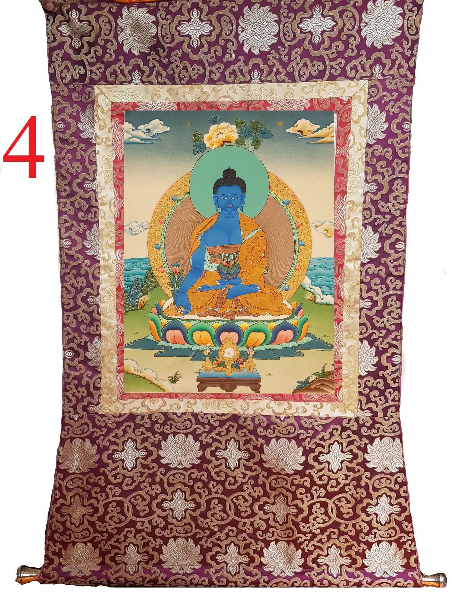 87. Medicine Buddha Thanka (Thangka). Free Brocade / Free Shipping.