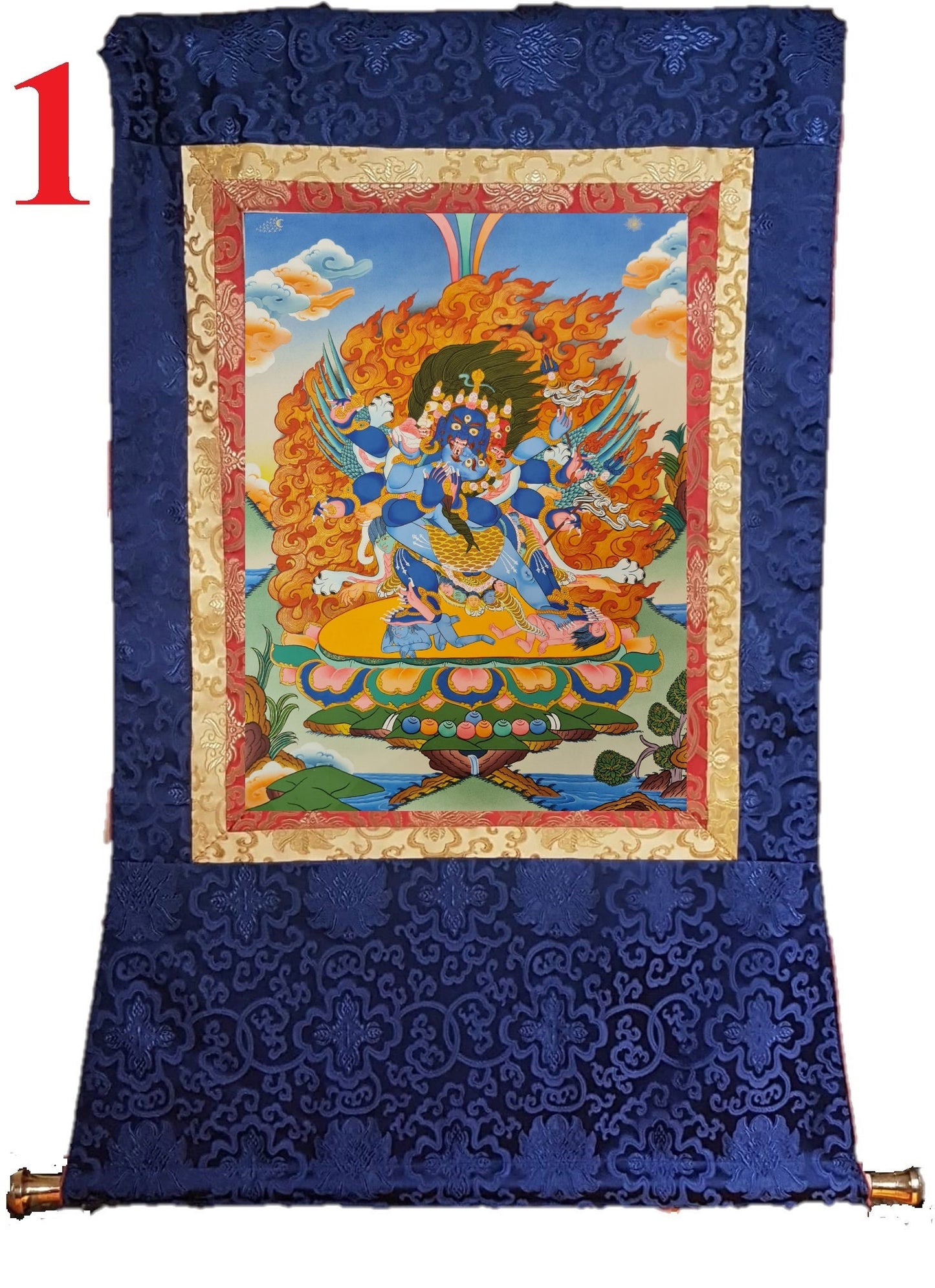 131. Vajra Kilaya (Dorje Phurba) Thanka (Thangka). Free Brocade / Free Shipping.