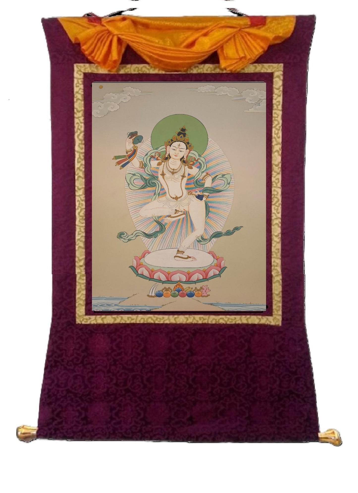120. Machig Labdron for Chod Practice Thangka (Thanka). Free Brocade / Free Shipping.