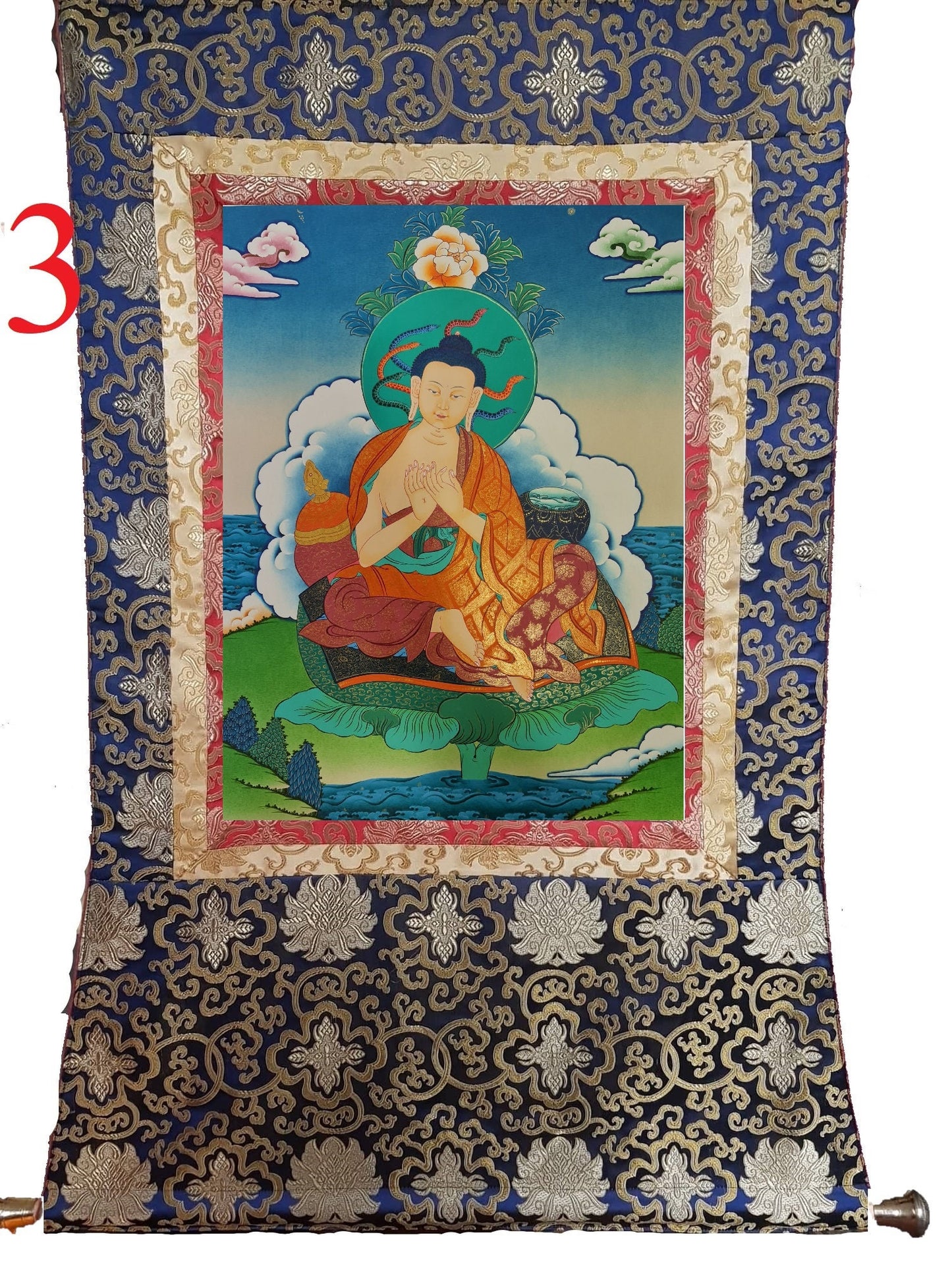 21. Nagarjuna Thangka (Thanka). Free Brocade / Free Shipping.