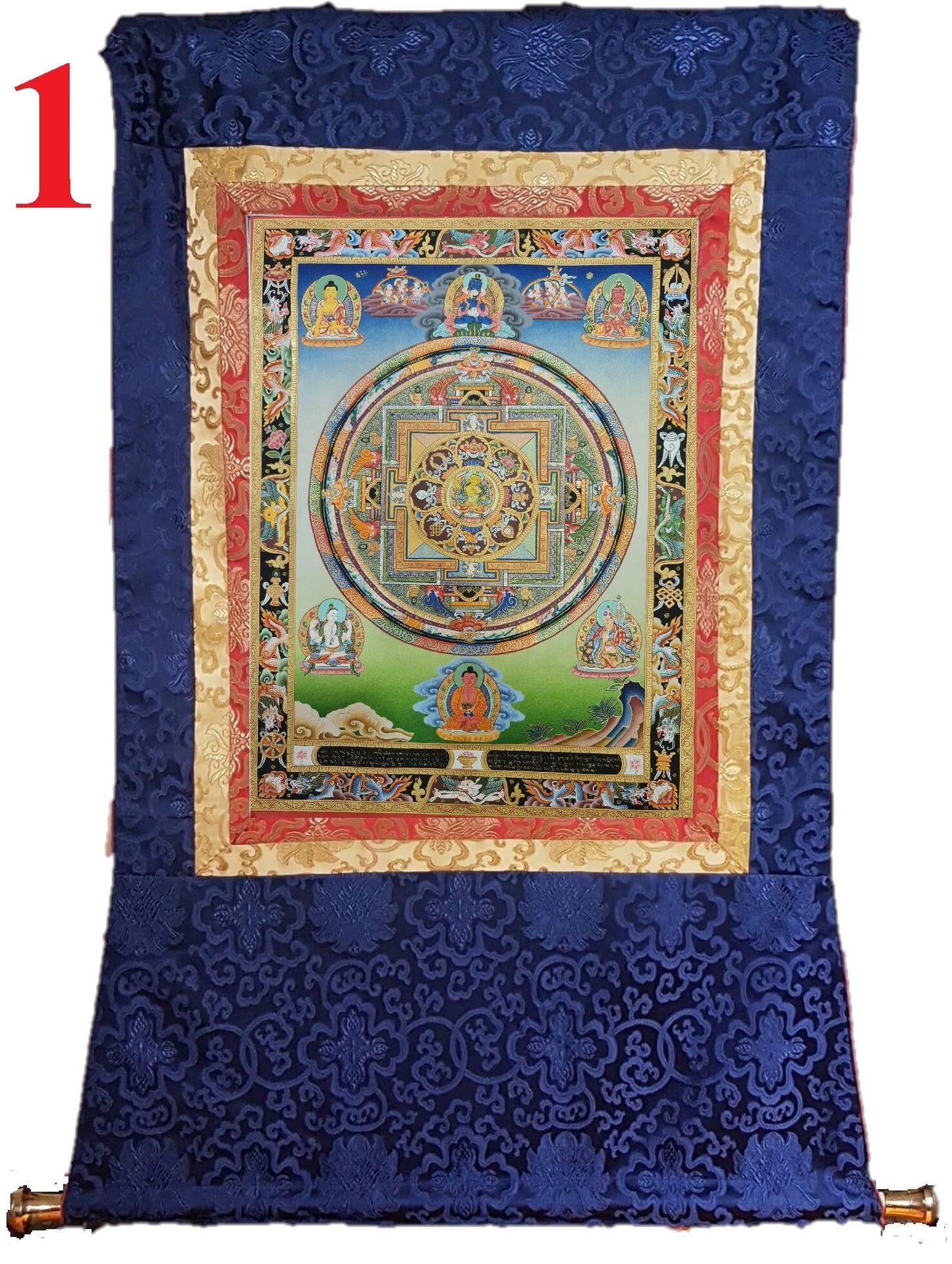 147. Manjushri (Manjushree) Mandala Thangka (Thanka). Free Brocade / Free Shipping.