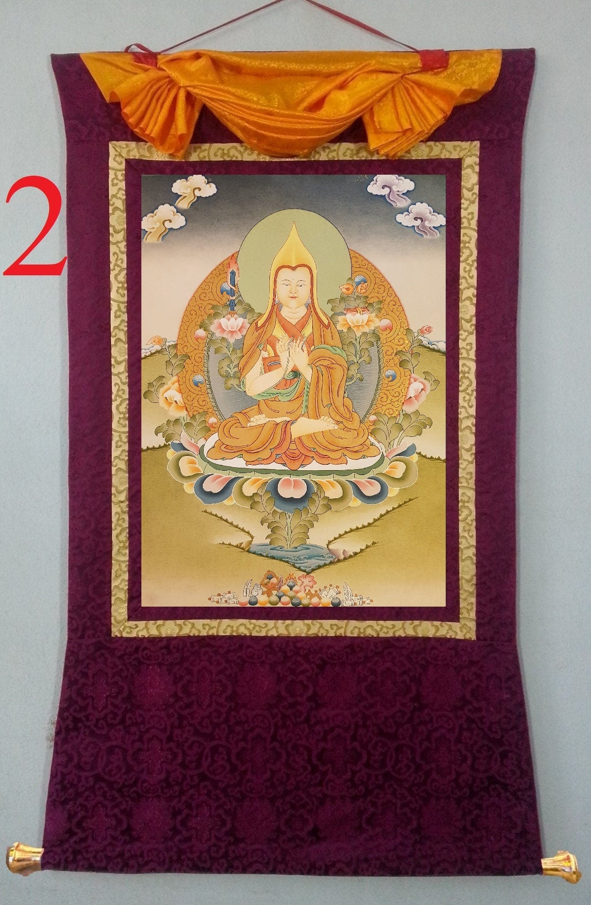 126. Lama Tsongkhapa Thangka (Thanka).  Free Brocade / Free Shipping.