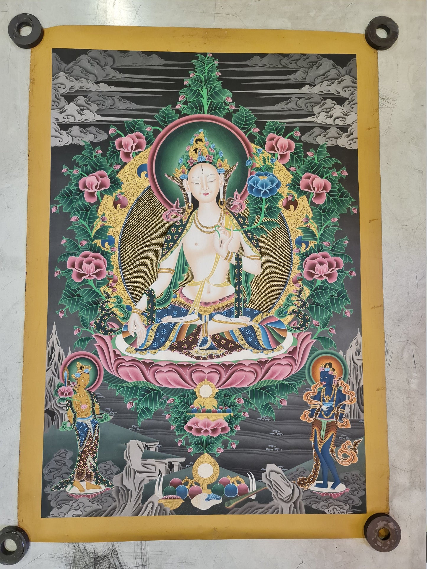 206. White Tara Thangka (Thanka). Free Brocade / Free Shipping.