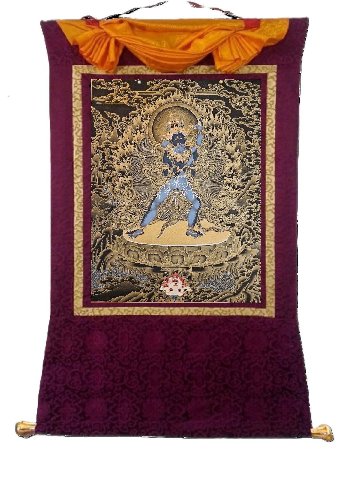 240. Two-Armed Heruka Chakrasamvara with Consort Thangka (Thanka). Free Brocade / Free Shipping.