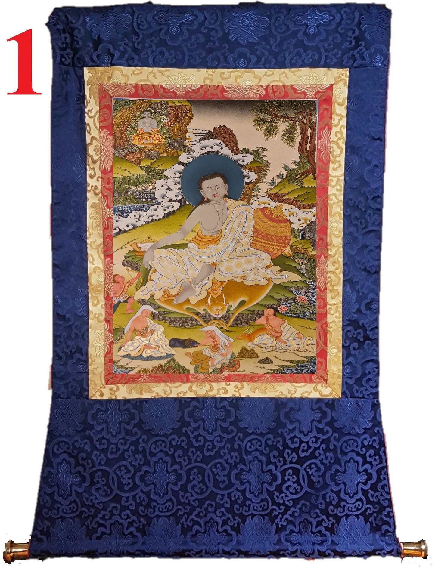 197. Milarepa Thangka (Thanka). Free Brocade / Free Shipping.