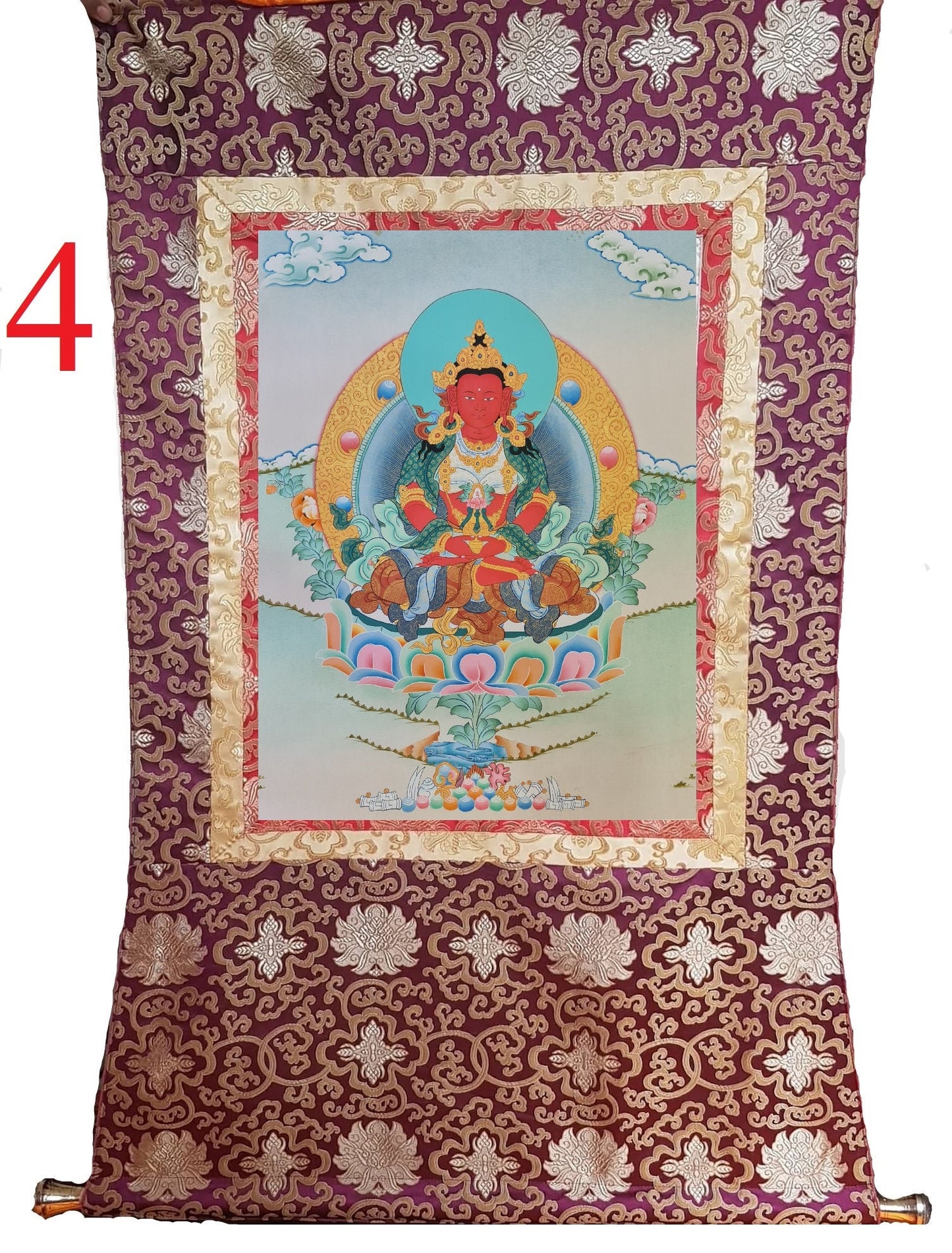 170. Amitayus Thangka (Thanka). Free Brocade / Free Shipping.