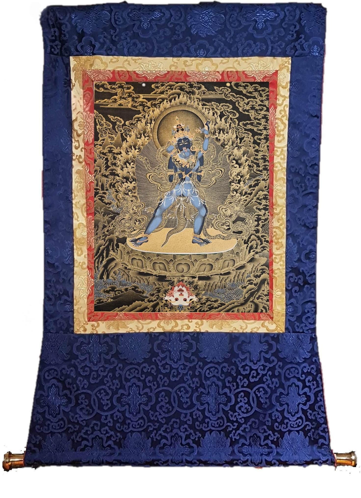 240. Two-Armed Heruka Chakrasamvara with Consort Thangka (Thanka). Free Brocade / Free Shipping.