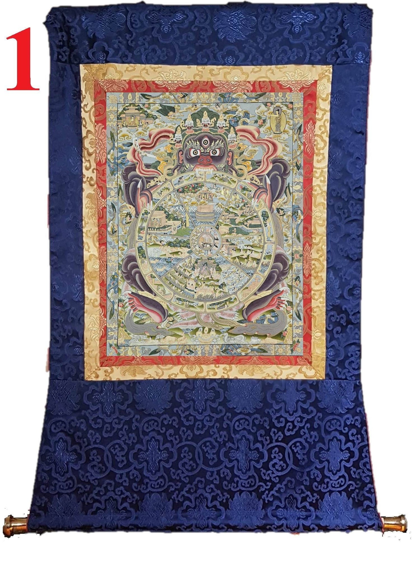 262. Wheel of Life (Samsara) Thangka (Thanka). Free Brocade / Free Shipping.