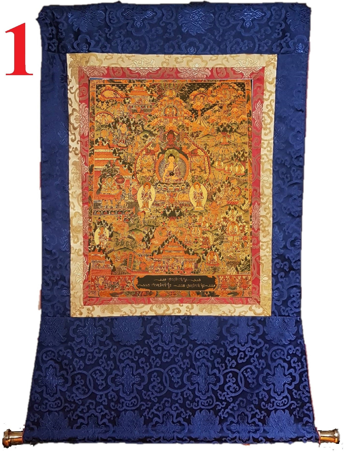 13. Buddha Life Story (Thanka) Thangka. Free Brocade / Free Shipping.
