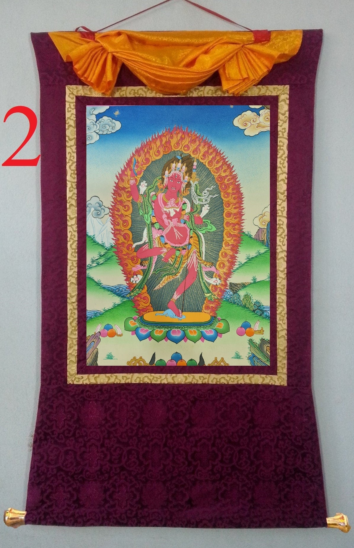 76. Samding Dorje Phagmo (Phamo) Thangka (Thanka). Free Brocade / Free Shipping.