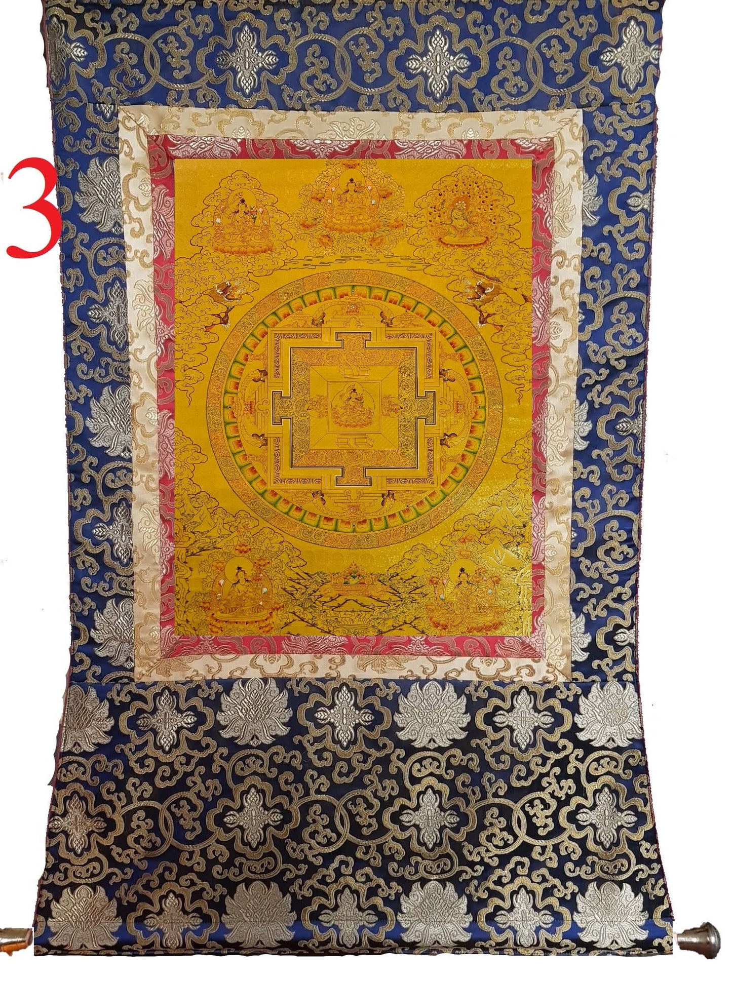 215. Manjushree (Manjushri) Mandala Thangka (Thanka). Free Brocade / Free Shipping.