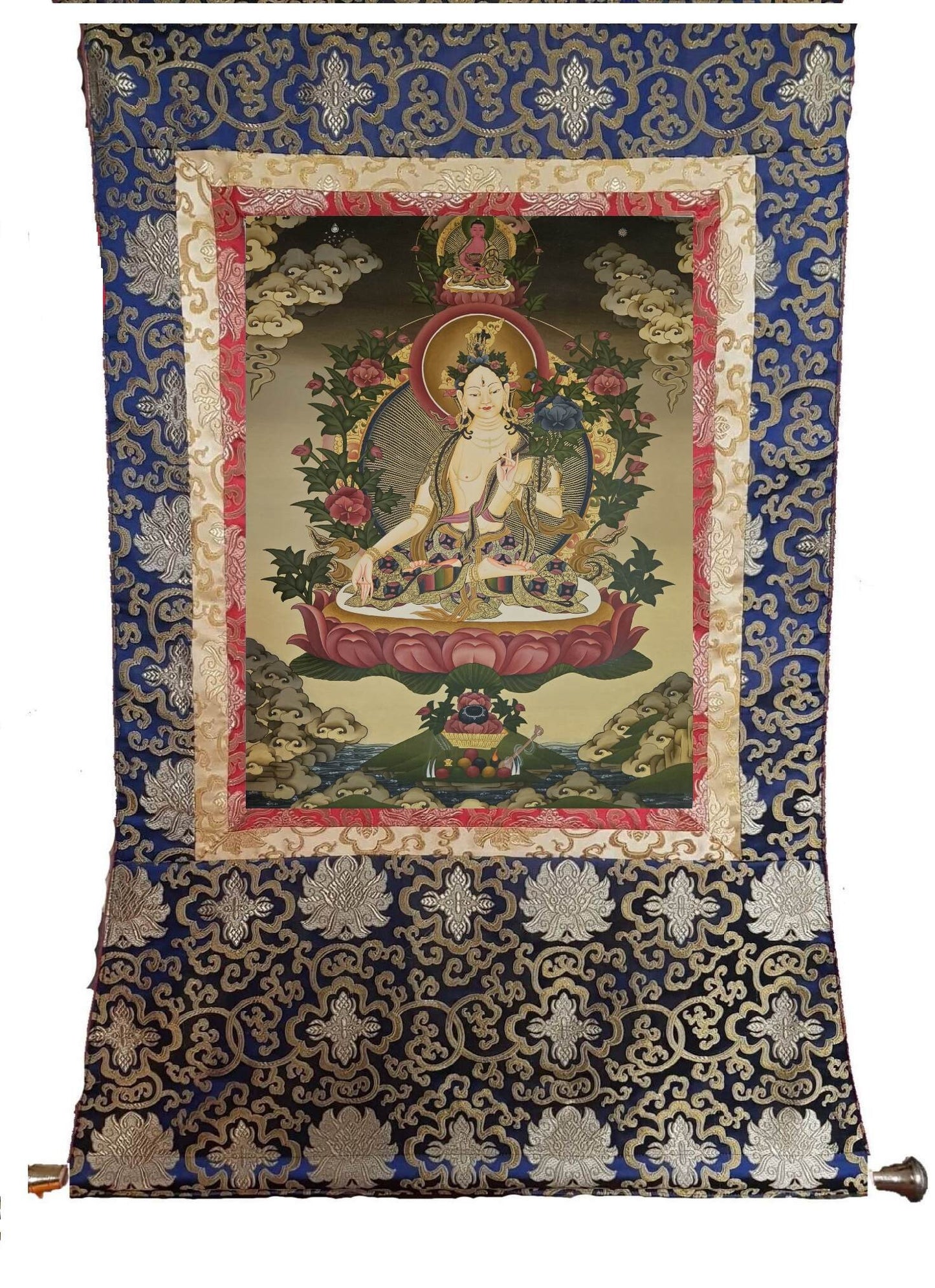 314. White Tara Thangka (Thanka). Free Brocade / Free Shipping.