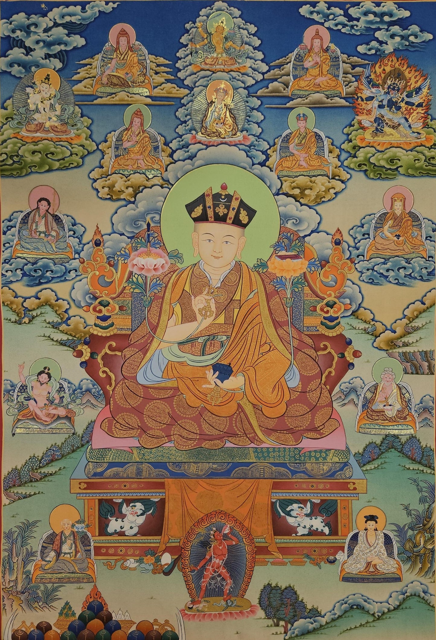 394. The 16th Sixteenth Karmapa, Rangjung Rigpe Dorje Thangka (Thanka).  Free Brocade / Free Shipping.